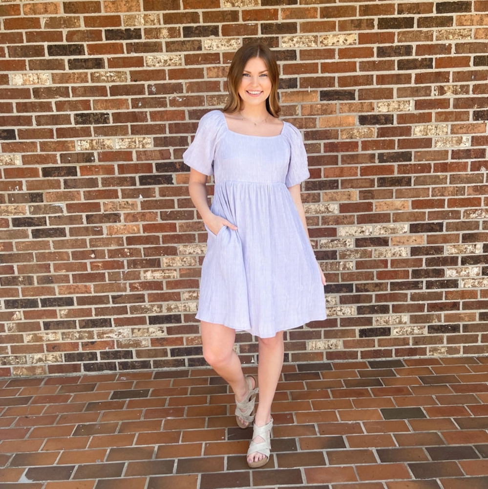 Listicle Meet Me There Lavender Square‎ Neck Mini Dress